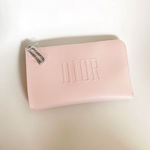 Dior Makeup Pouch Pink Zip with Charm
